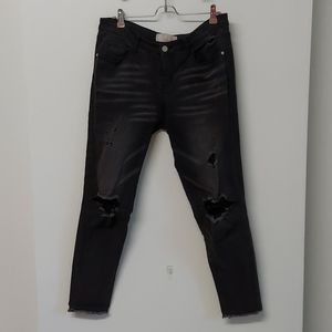 Distressed Gray Denim Jeans